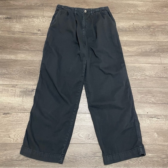 Free People Pleated Trousers Black Wide Leg Pants High Rise Boho Hippie Sz 4 - Picture 1 of 8